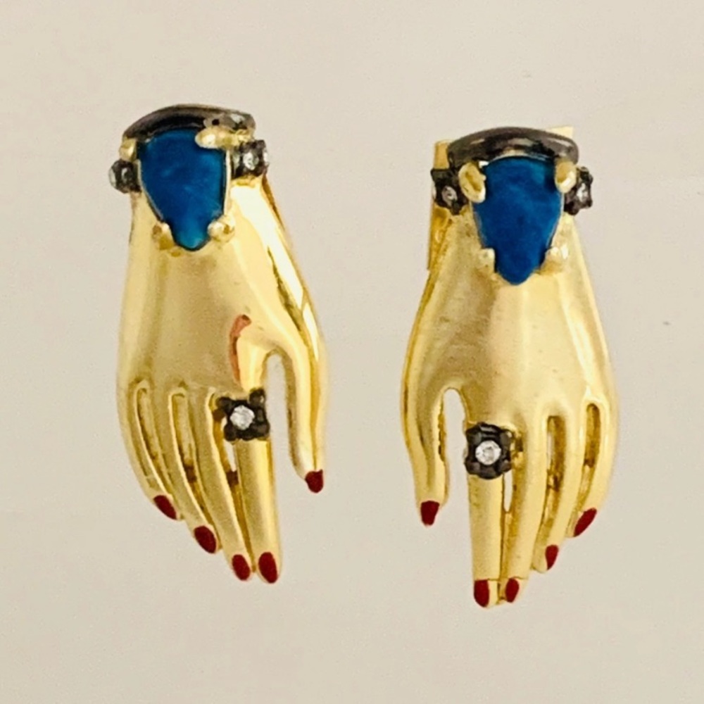 Alexis Bittar Small New Vintage Vanitas Victorian Hand Earrings - Picture 8 of 16